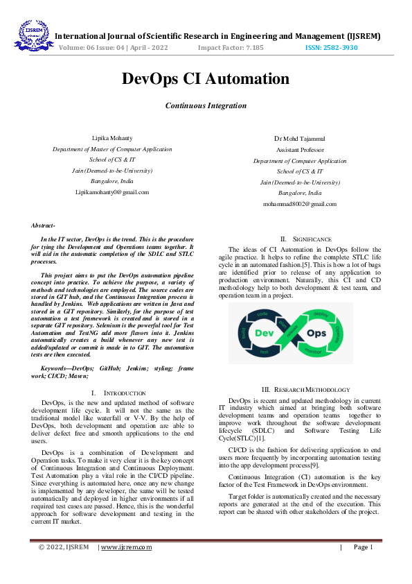 (PDF) DevOps CI Automation Continuous Integration