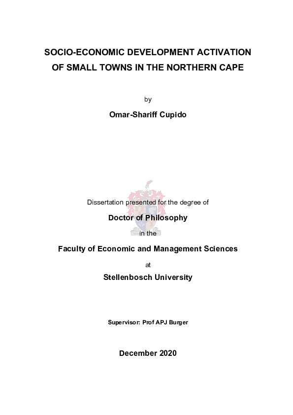 (PDF) Socio-economic development activation of small towns in the ...
