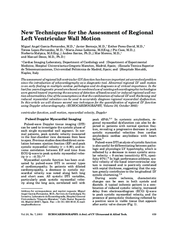(PDF) New Techniques for the Assessment of Regional Left Ventricular ...