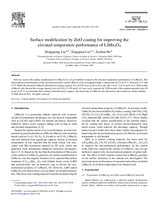 (PDF) Surface modification by ZnO coating for improving the elevated ...