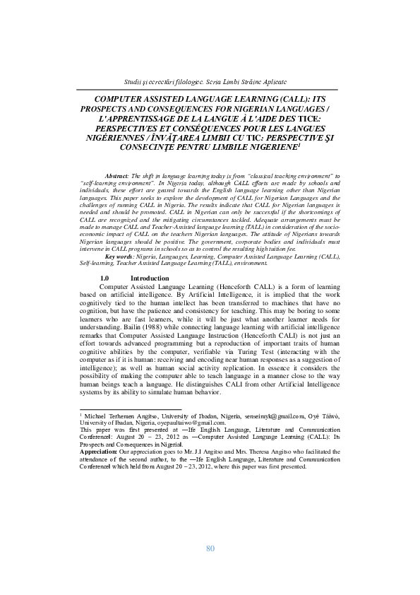 (PDF) Computer Assisted Language Learning (Call): Its Prospects and ...