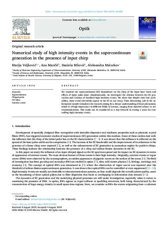 (PDF) Numerical study of high intensity events in the supercontinuum ...