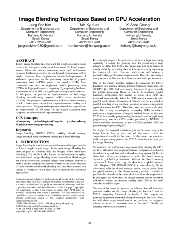 (PDF) Image Blending Techniques Based on GPU Acceleration