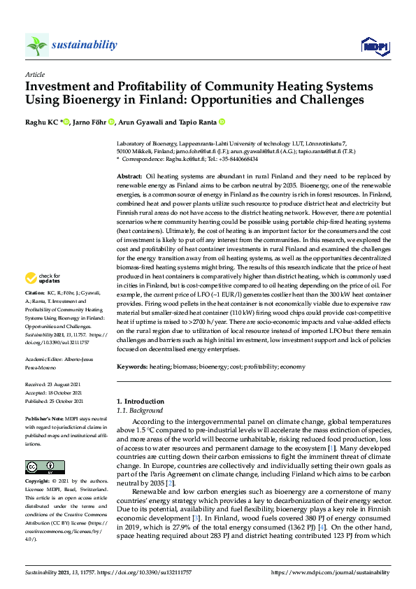 (PDF) Investment and Profitability of Community Heating Systems Using ...