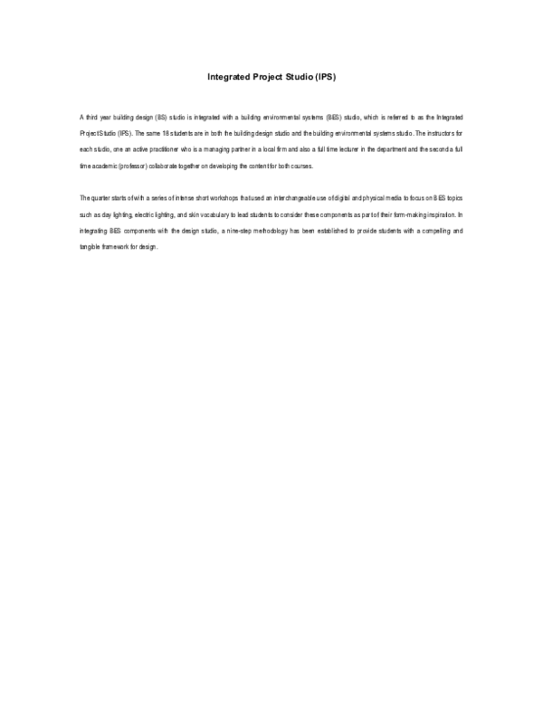 (PDF) Integrated Project Studio (IPS)