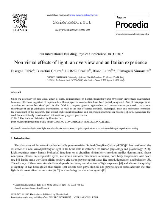 (PDF) Non Visual Effects of Light An Overview and an Italian