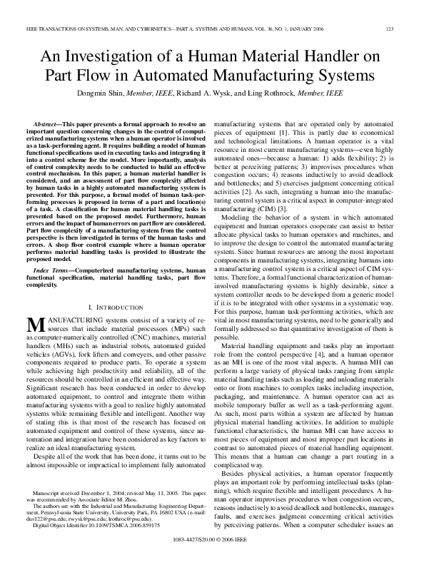 (PDF) An investigation of a human material handler on part flow in ...