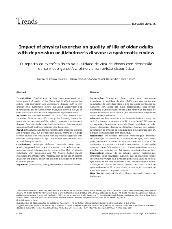 (PDF) Impact of physical exercise on quality of life of older adults ...