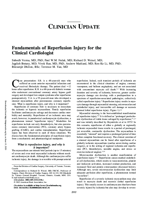 (PDF) Fundamentals of Reperfusion Injury for the Clinical Cardiologist