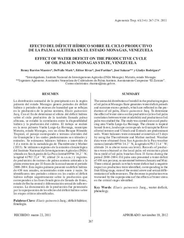 (PDF) Effect of water deficit on the productive cycle of oil palm in ...