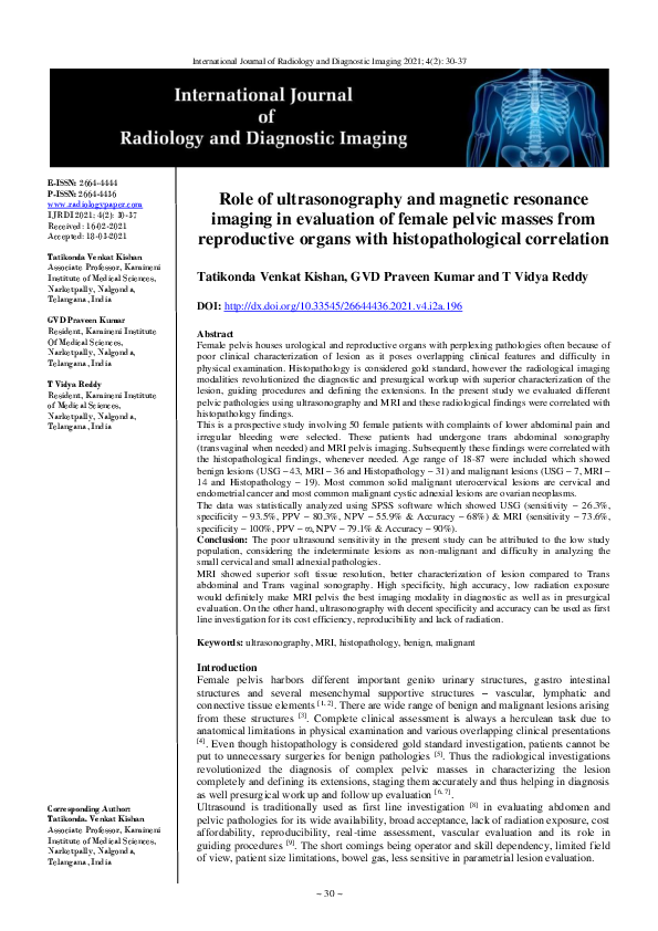 (PDF) Role of ultrasonography and magnetic resonance imaging in ...