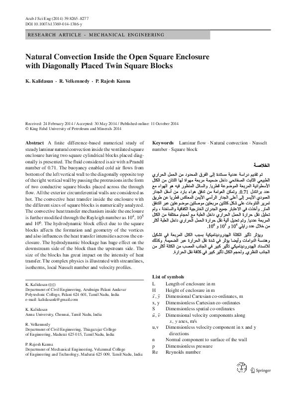 (PDF) Natural Convection Inside the Open Square Enclosure with ...