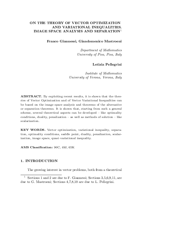 (PDF) On the Theory of Vector Optimization and Variational Inequalities ...
