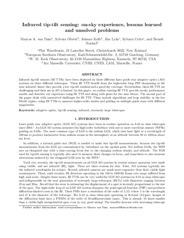 (PDF) Infrared tiptilt sensing Sylvain Oberti Academia.edu
