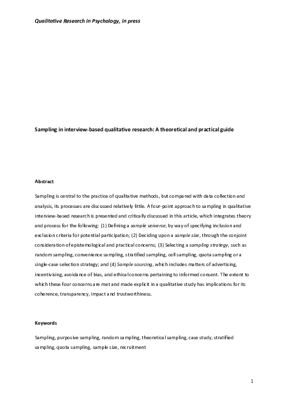 (PDF) Sampling in Interview-Based Qualitative Research: A Theoretical ...