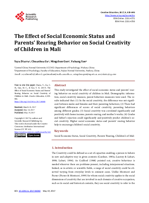 (PDF) The Effect of Social Economic Status and Parents’ Rearing ...