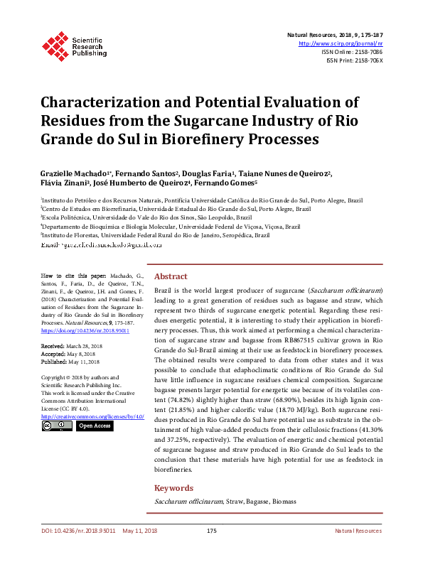 (PDF) Characterization and Potential Evaluation of Residues from the ...