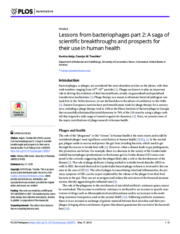 (PDF) Lessons from bacteriophages part 2: A saga of scientific ...