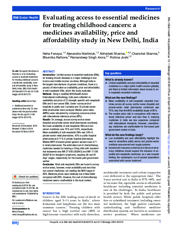 (PDF) Evaluating access to essential medicines for treating childhood ...