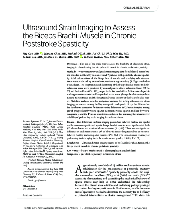 (PDF) Ultrasound Strain Imaging to Assess the Biceps Brachii Muscle in ...
