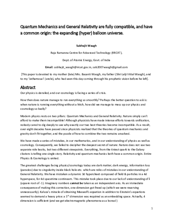 (PDF) Quantum Mechanics and General Relativity are fully compatible ...