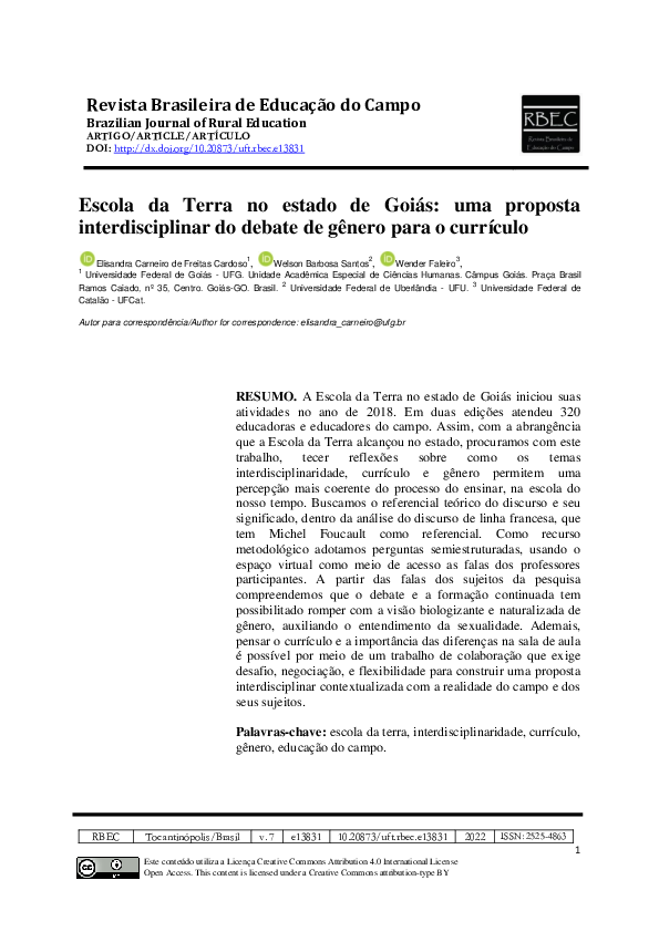  PDF Escola Da Terra In The State Of Goi s An Interdisciplinary 
