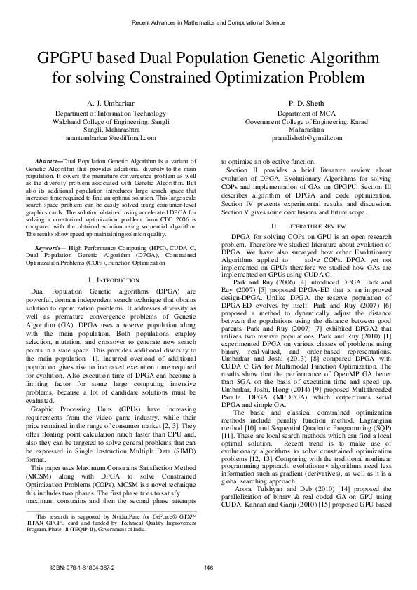 (PDF) GPGPU based Dual Population Genetic Algorithm for solving ...