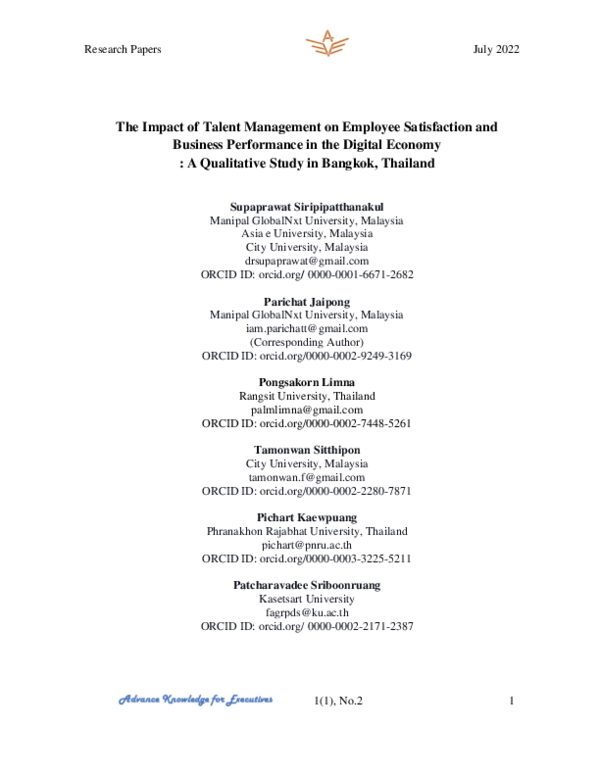 (PDF) The Impact of Talent Management on Employee Satisfaction and ...