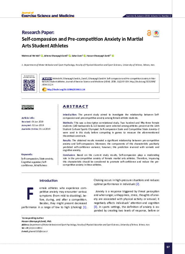 (PDF) Self-compassion and Pre-competition Anxiety in Martial Arts ...