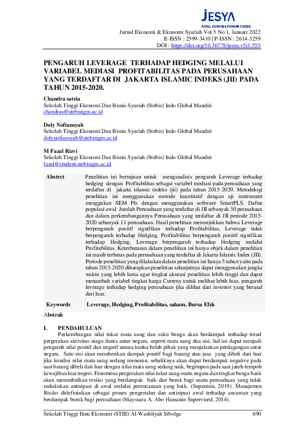 (PDF) The Effect of Leverage on Hedging Through Profitability Mediation ...