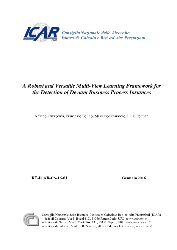 (PDF) Prestazioni A Robust and Versatile MultiView Learning Framework ...