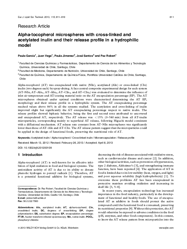 (PDF) Alpha‐tocopherol microspheres with cross‐linked and acetylated ...
