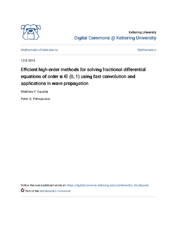 (PDF) Efficient high-order methods for solving fractional differential ...