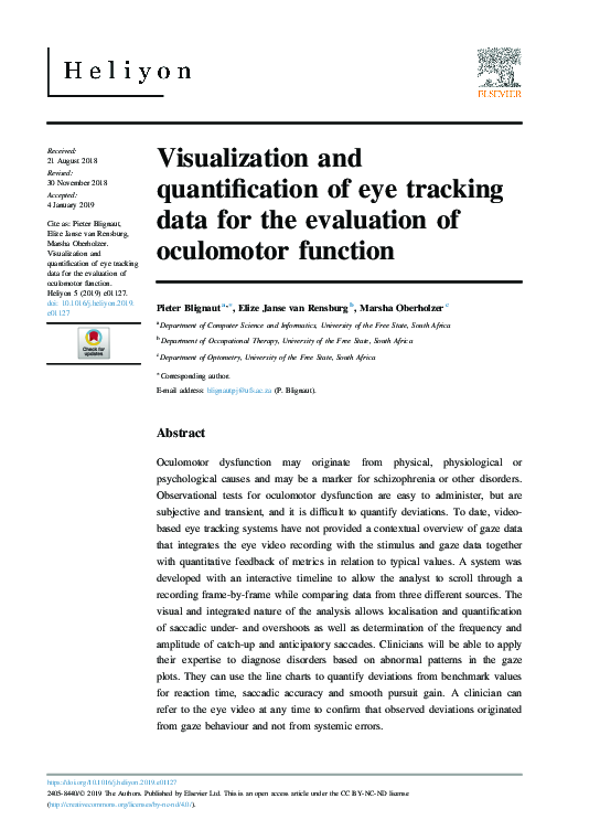 (PDF) Visualization and quantification of eye tracking data for the