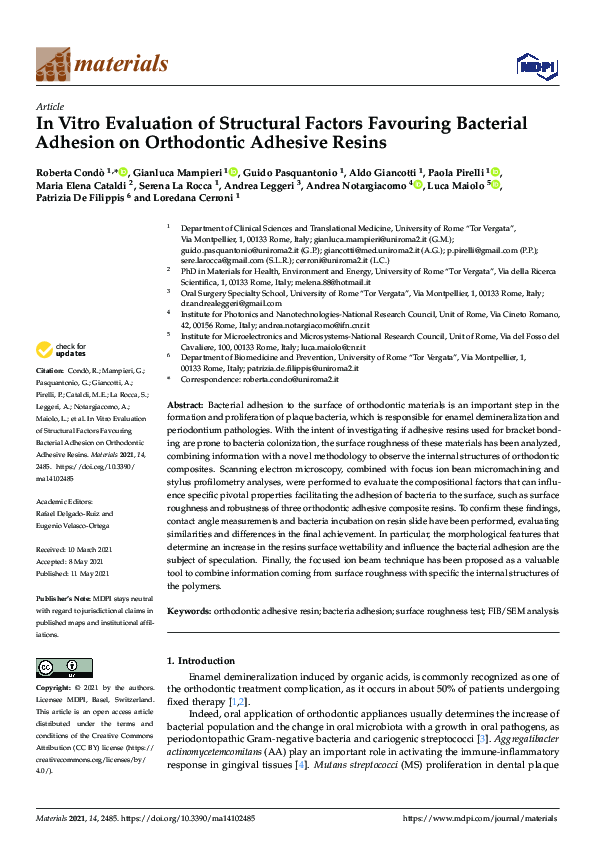 (PDF) In Vitro Evaluation of Structural Factors Favouring Bacterial ...