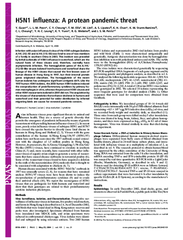 (PDF) H5N1 influenza: A protean pandemic threat