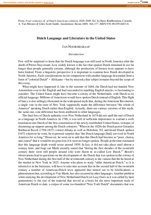 (PDF) Dutch language and literature in the United States