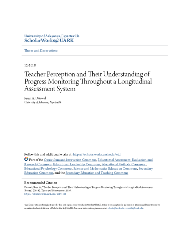 (PDF) Teacher Perception and Their Understanding of Progress Monitoring ...