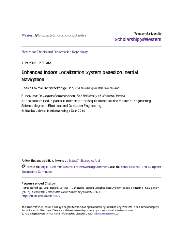 (PDF) Enhanced Indoor Localization System based on Inertial Navigation