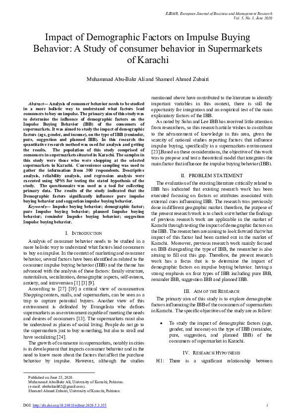 (PDF) Impact of Demographic Factors on Impulse Buying Behavior: A Study ...