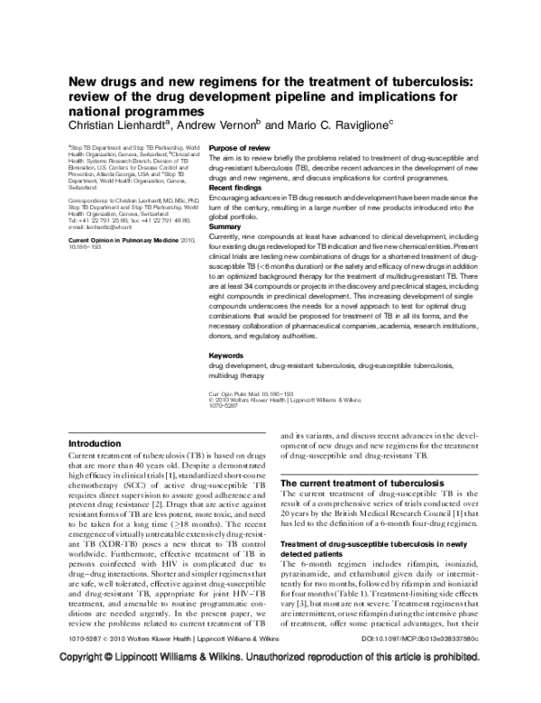 (PDF) New drugs and new regimens for the treatment of tuberculosis ...