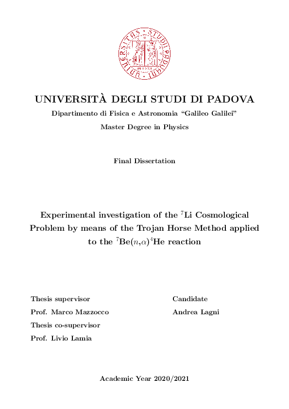 PDF) Experimental investigation of the 7Li Cosmological