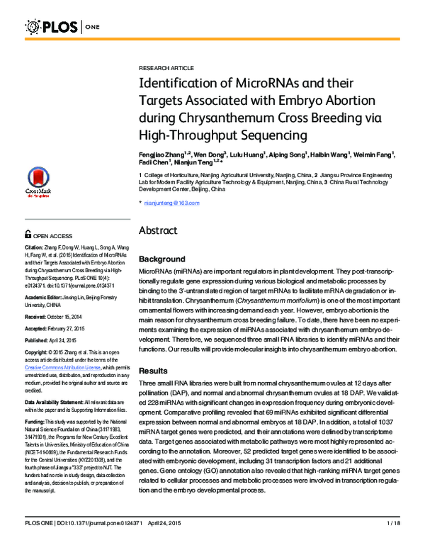(PDF) Identification of microRNAs and their targets from Populus euphratica