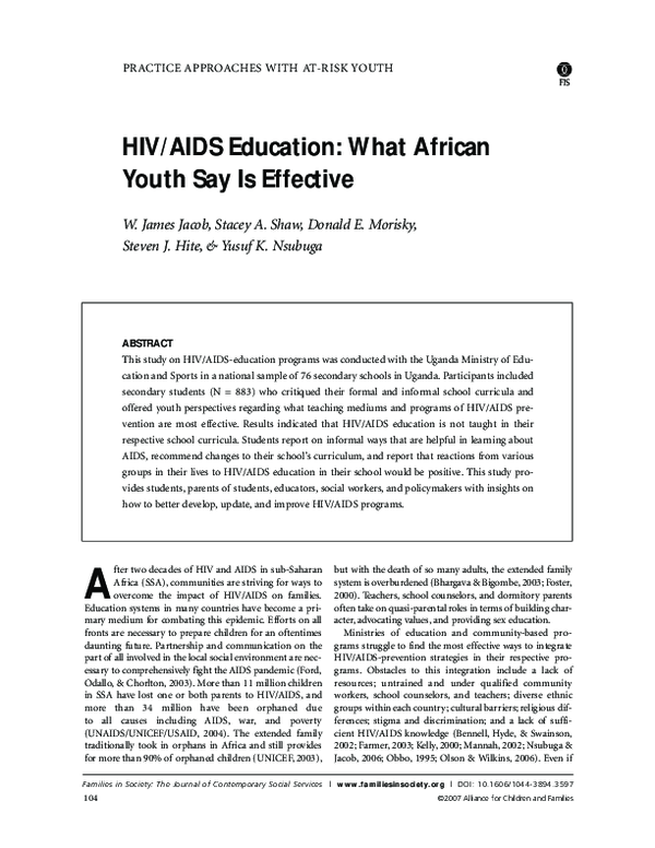 (PDF) HIV/AIDS Education: What African Youth Say Is Effective | W ...