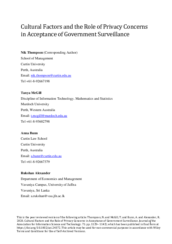 (PDF) Cultural factors and the role of privacy concerns in acceptance ...