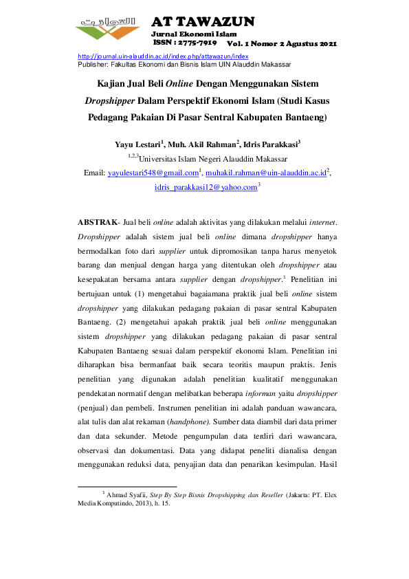 Kajian Jual Beli Online: Menggali Kesesuaian dengan Prinsip-Prinsip Syariah