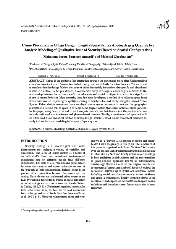 (PDF) Crime Prevention in Urban Design: towards Space Syntax Approach ...