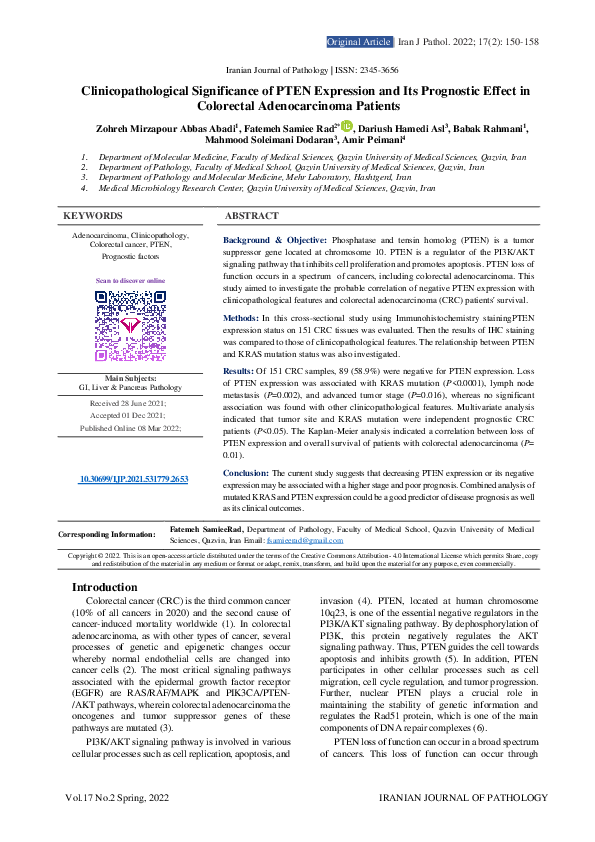 (PDF) Clinicopathological Significance of PTEN Expression and Its ...