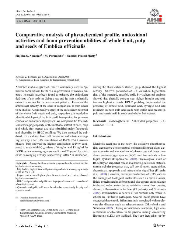 (PDF) Comparative analysis of phytochemical profile, antioxidant ...