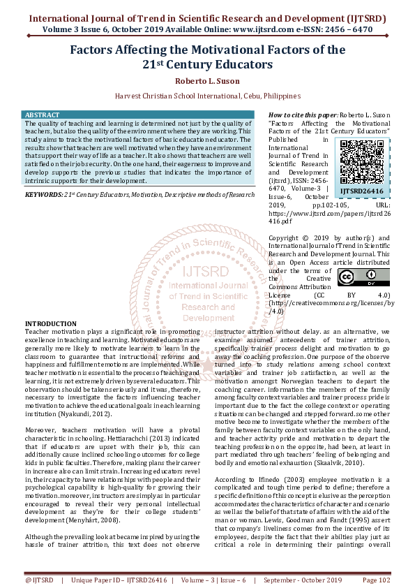 (PDF) Factors Affecting the Motivational Factors of the 21st Century ...